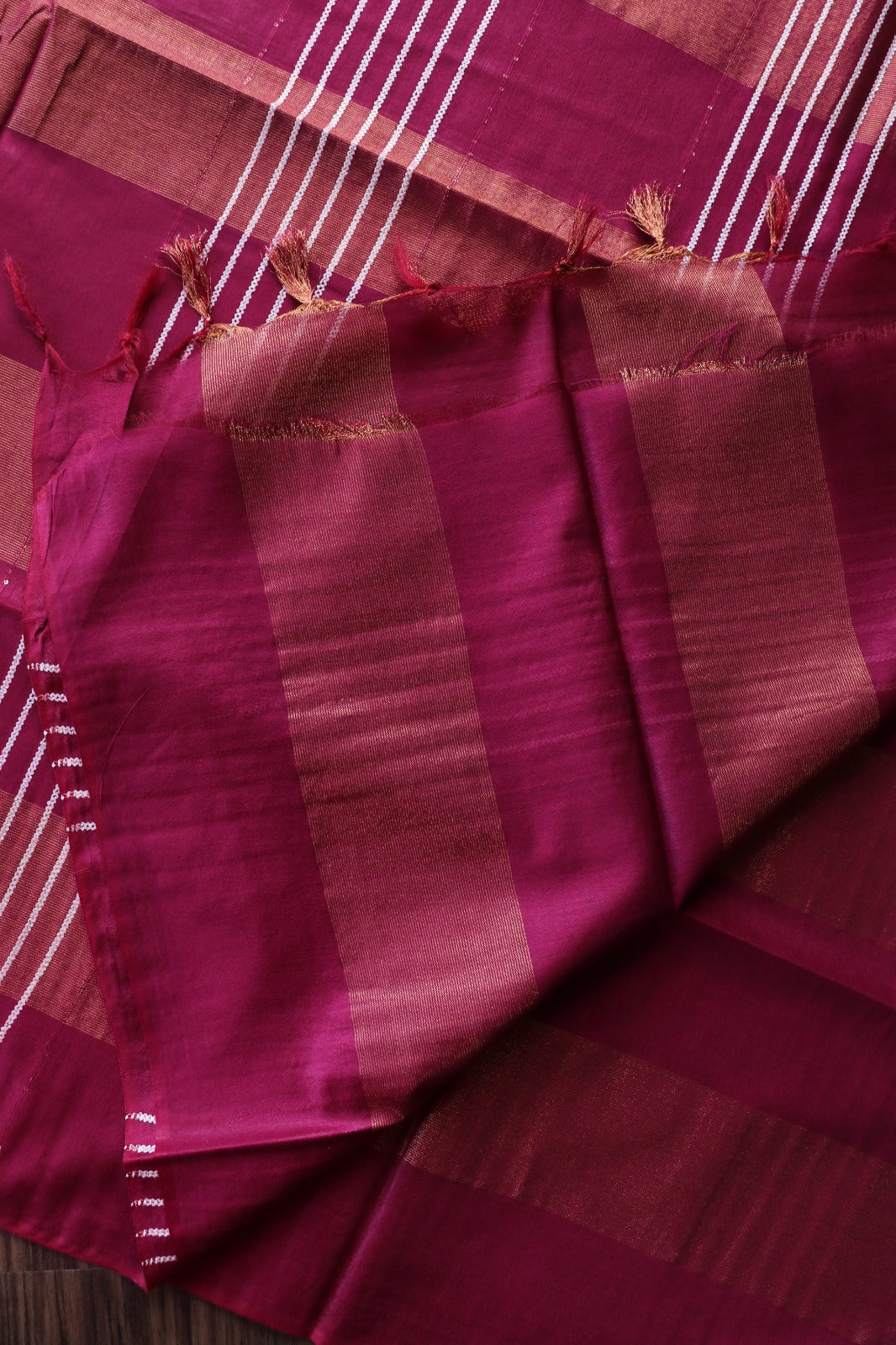 ART SILK SAREE IN STRIPE PATTERN - DEEP PINK