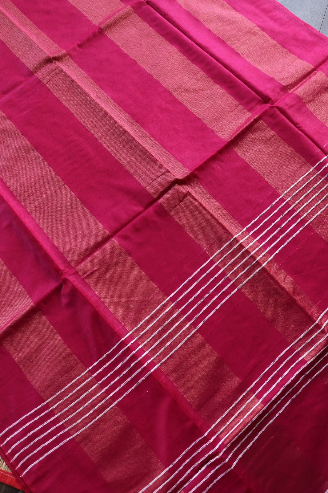 ART SILK SAREE IN STRIPE PATTERN - DARK PINK