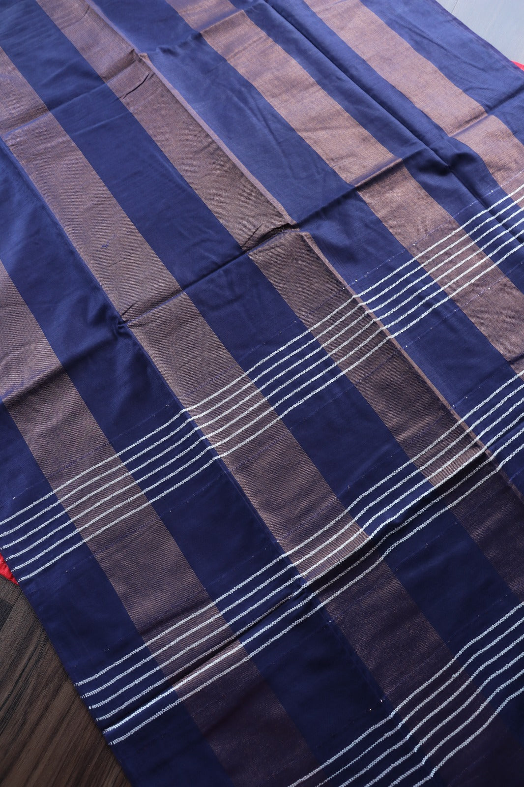 ART SILK SAREE IN STRIPE PATTERN - DARK BLUE