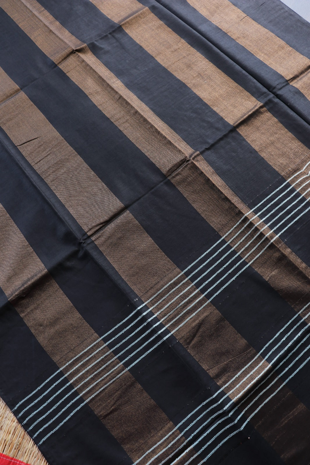 ART SILK SAREE IN STRIPE PATTERN - BLACK
