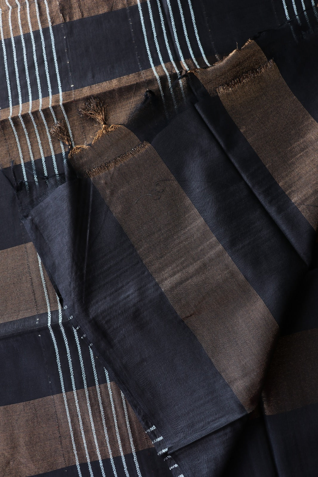 ART SILK SAREE IN STRIPE PATTERN - BLACK