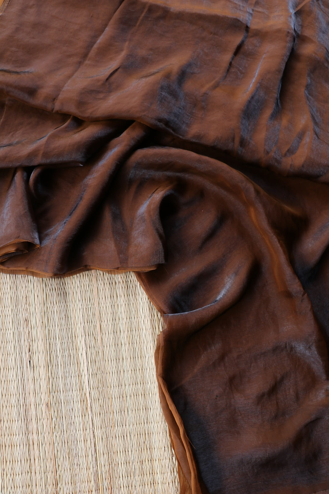 COFFEE BROWN SPACE SILK, NET BLOUSE
