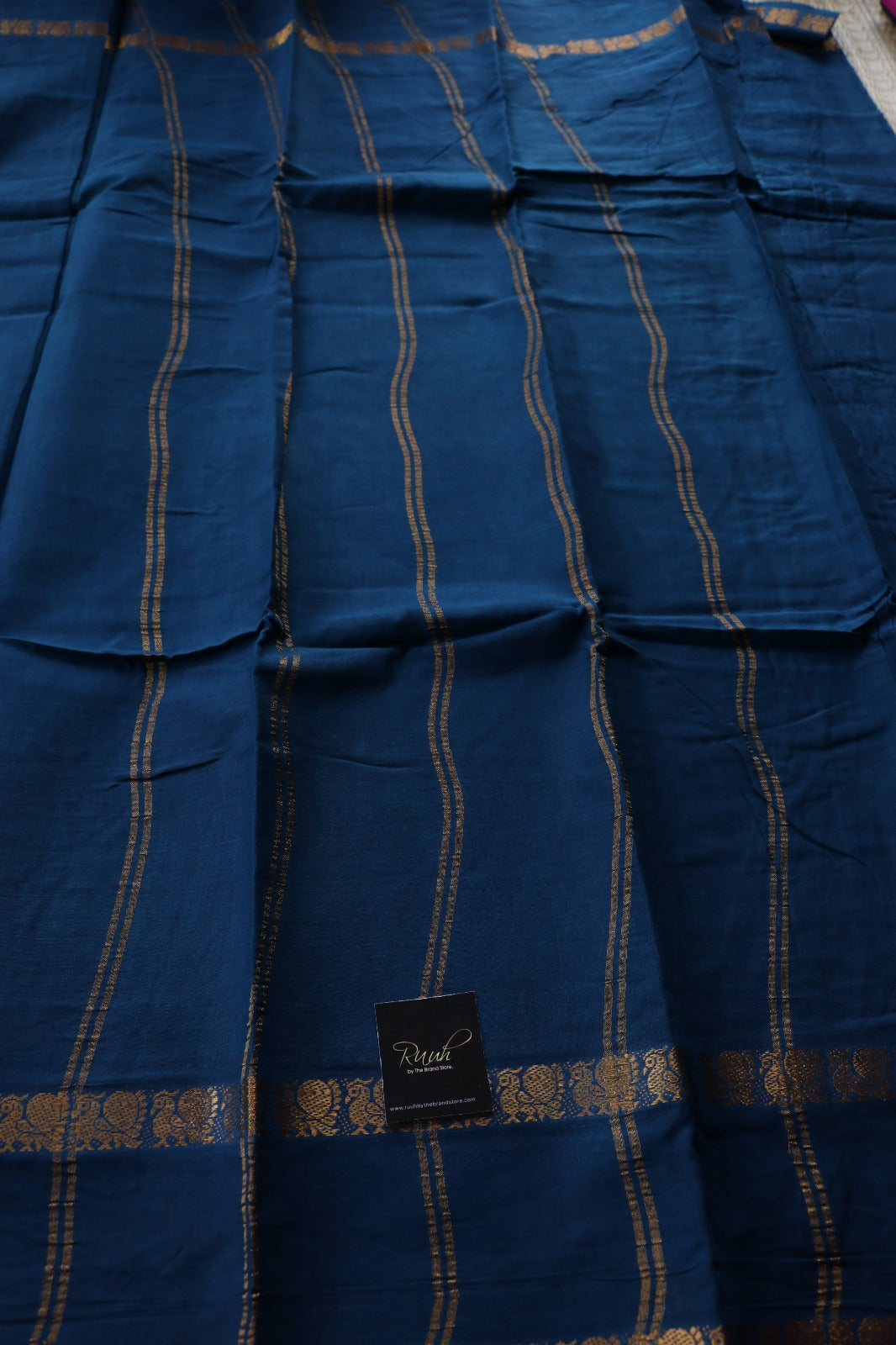 PLAIN SUNGUDI SAREE- PEACOCK BLUE