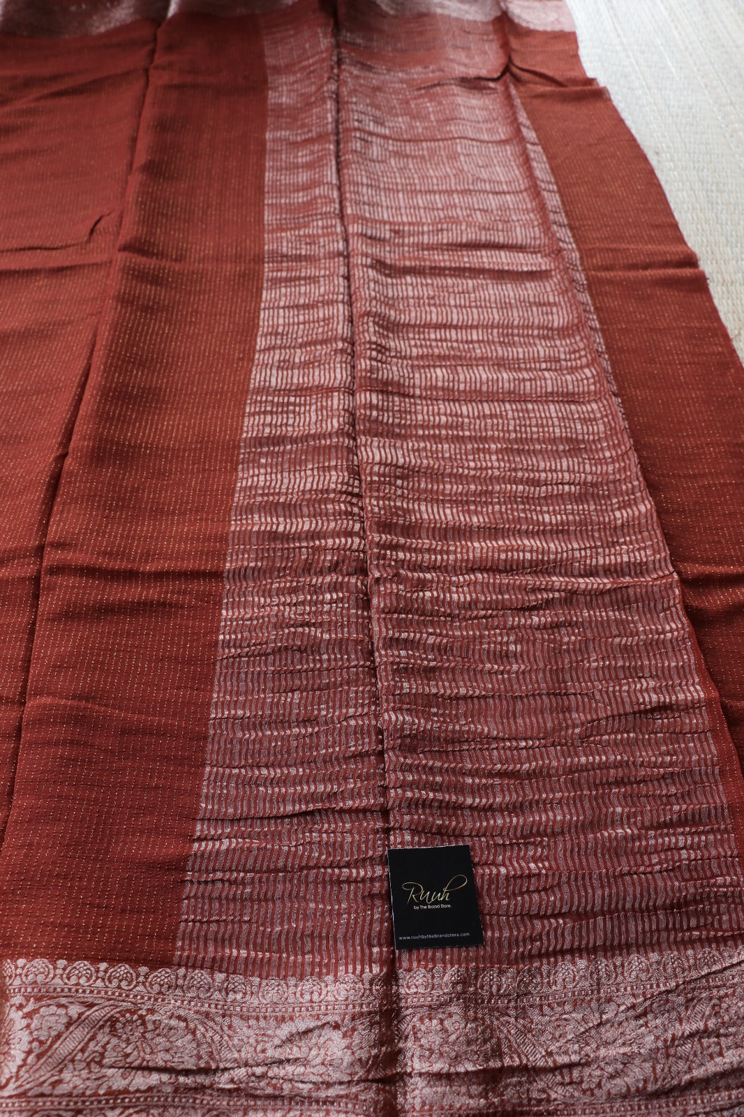BROWN VISCOSE CHINNON WITH ZARI STRIPES