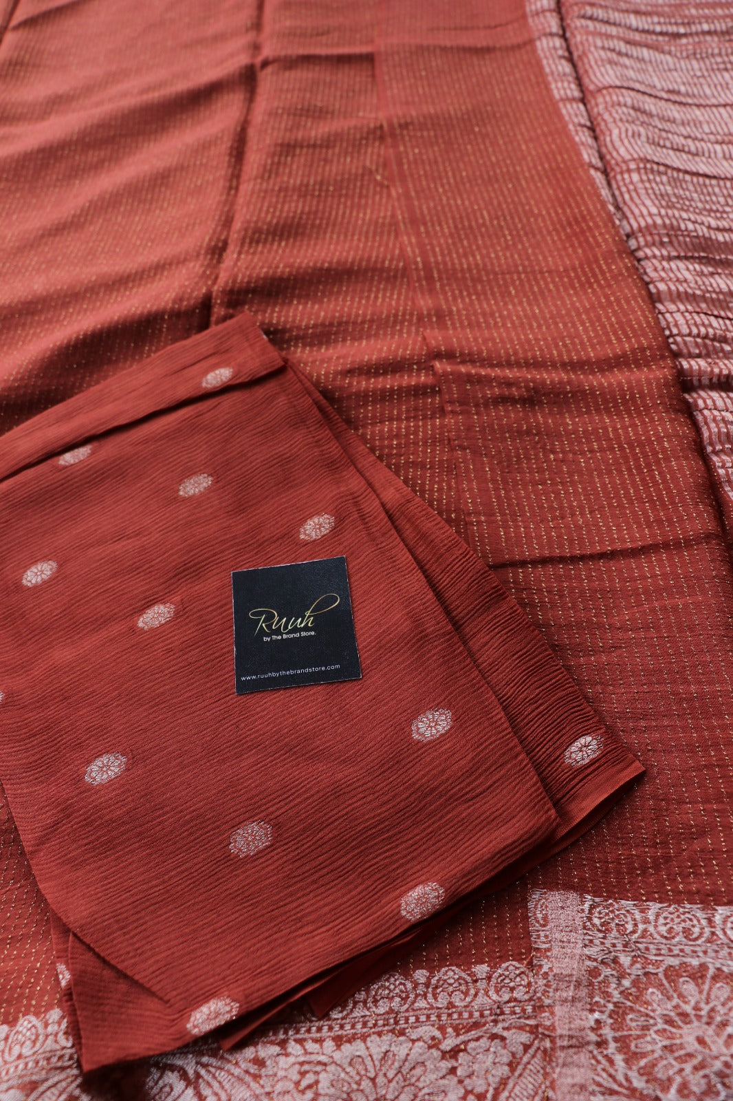 BROWN VISCOSE CHINNON WITH ZARI STRIPES