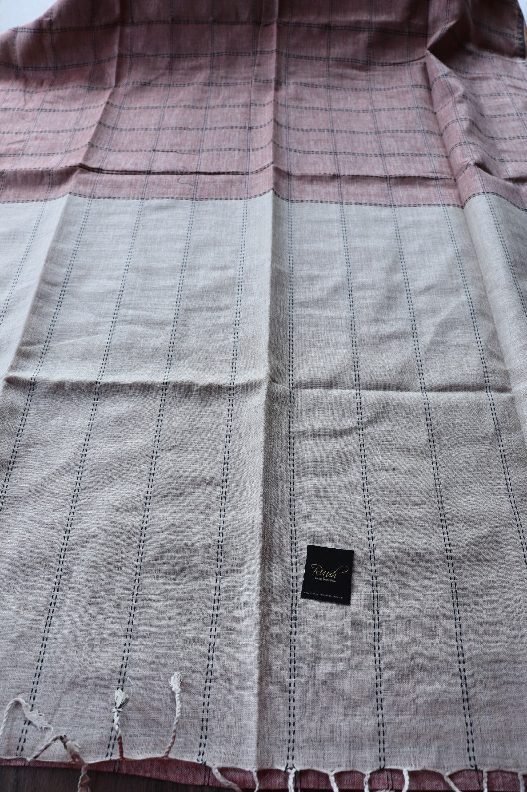 PURE LINEN CHECK SAREE TBS26PLC
