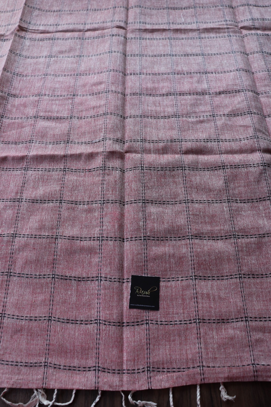 PURE LINEN CHECK SAREE TBS26PLC