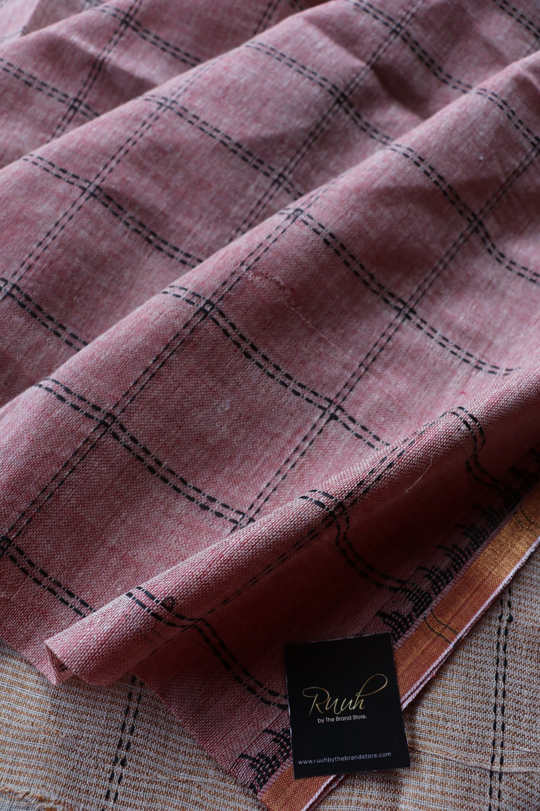 PURE LINEN CHECK SAREE TBS26PLC