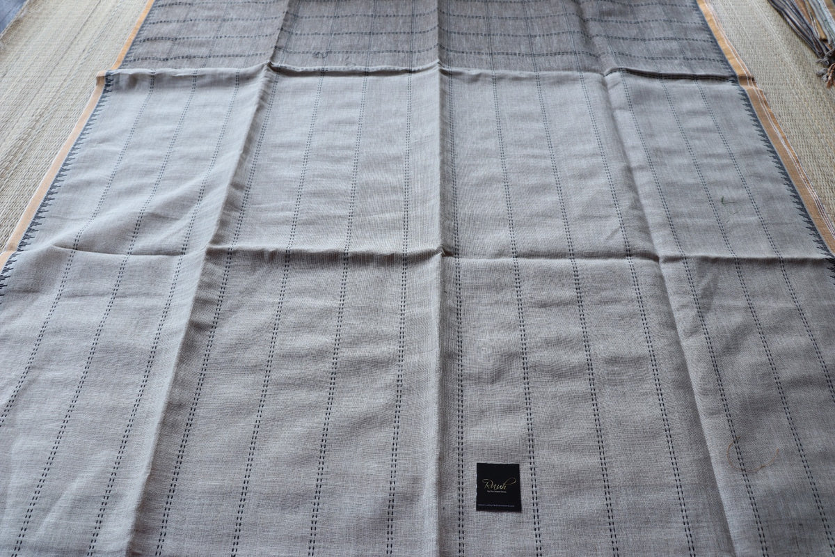 PURE LINEN CHECK SAREE TBS26PLC