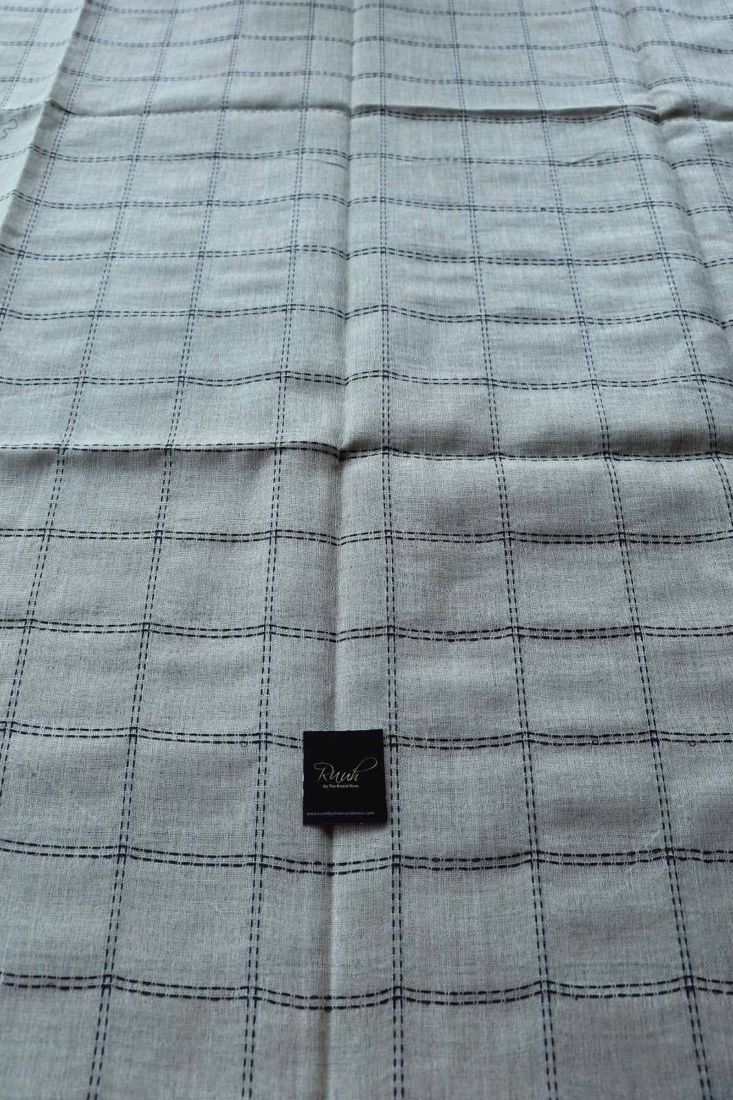 PURE LINEN CHECK SAREE- TBS26PLC