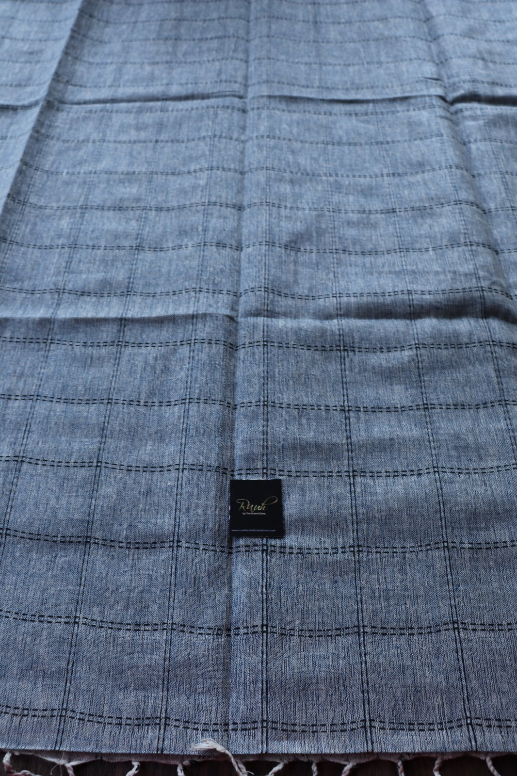 PURE LINEN CHECK SAREE - TBS26PLC