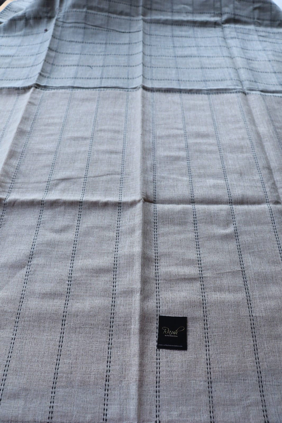 PURE LINEN CHECK SAREE - TBS26PLC