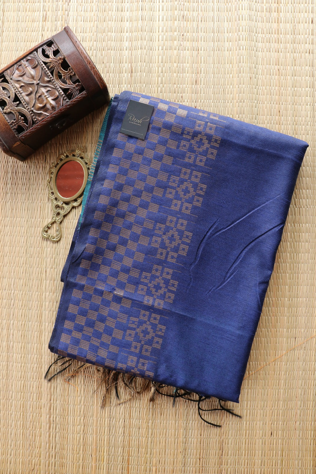 BLUE - GREEN SEMI SILK SAREE
