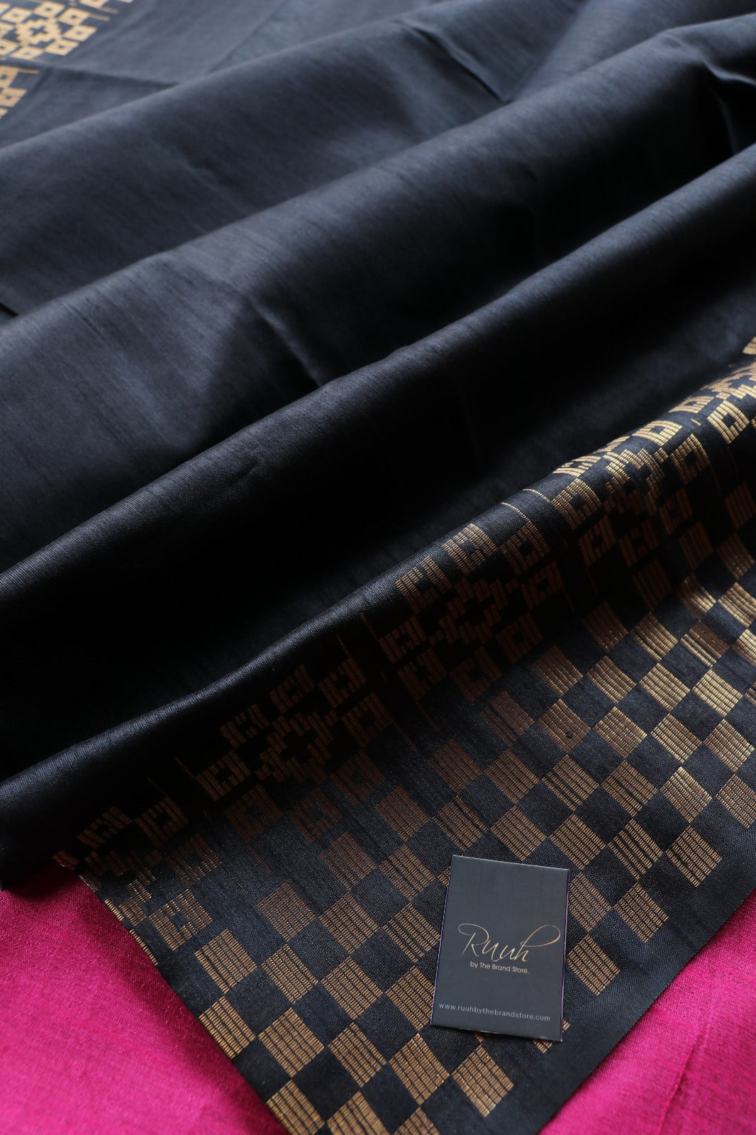 BLACK-PINK SEMI SILK SAREE