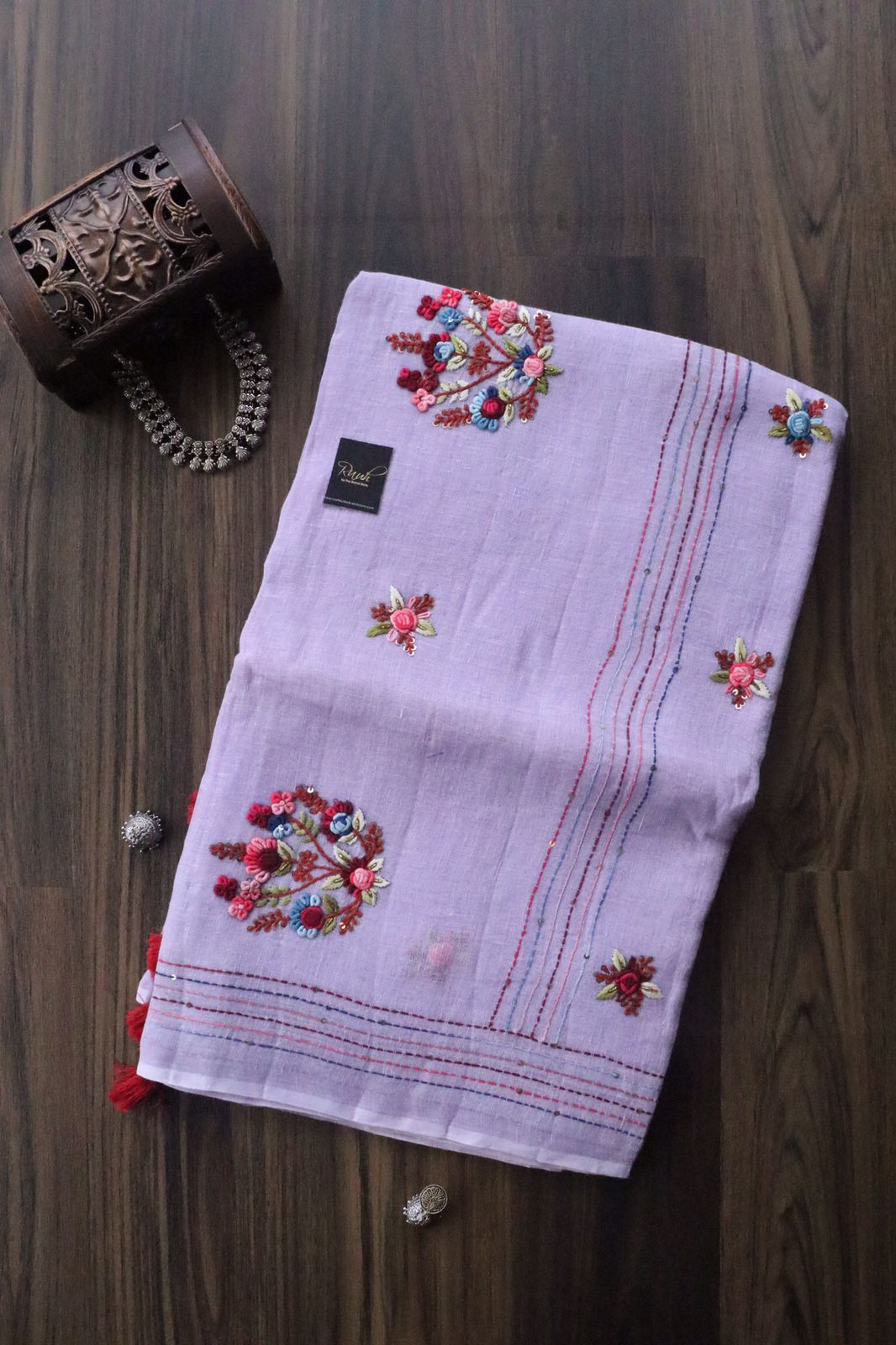 LINEN HANDWORKED SAREE 5