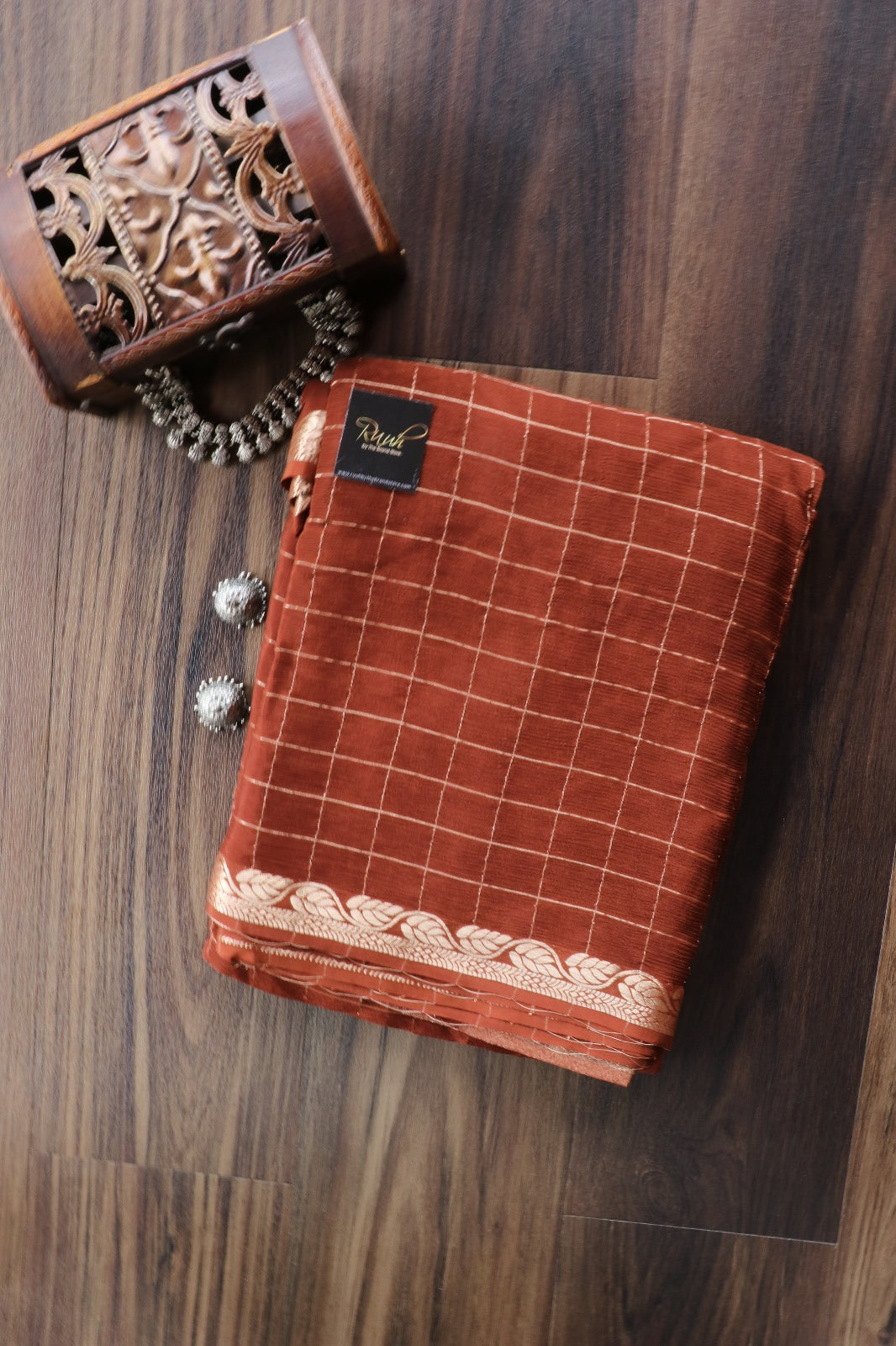 ORANGE VISCOSE CHINNON SAREE