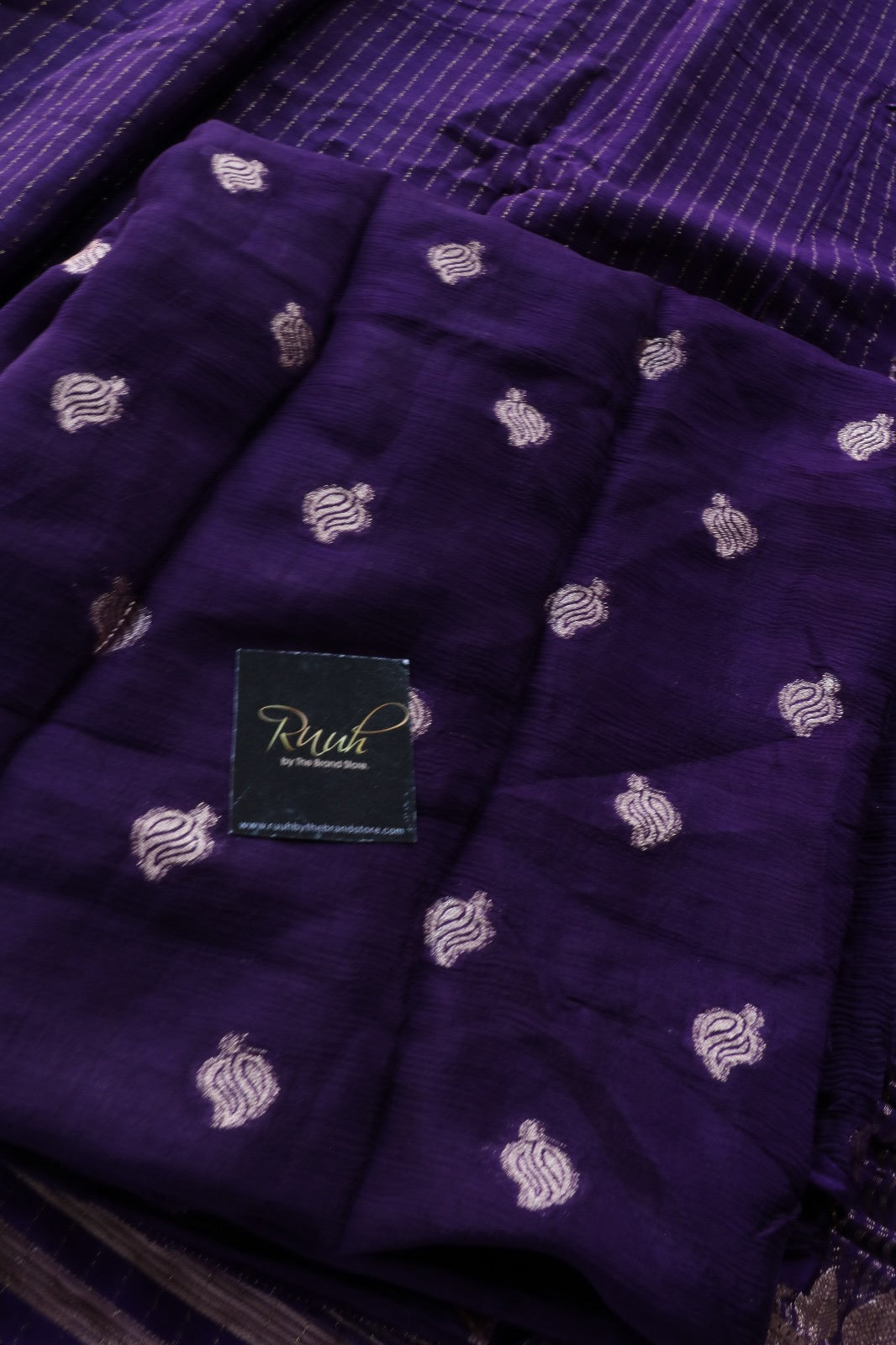 PURPLE VISCOSE STRIPE SAREE