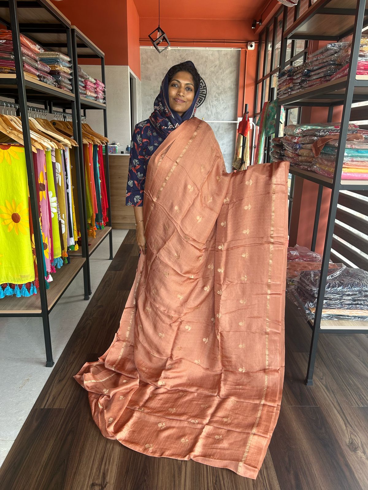 NUDE COLOUR VISCOSE KHADI SILK SAREE