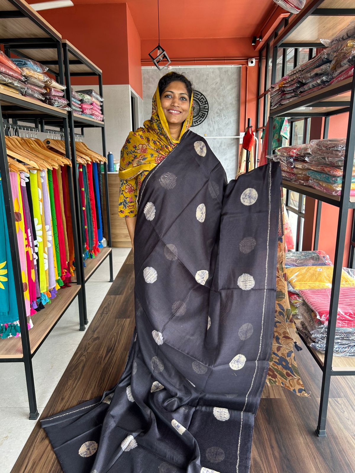 DARK GREY SEMI LINEN SAREE