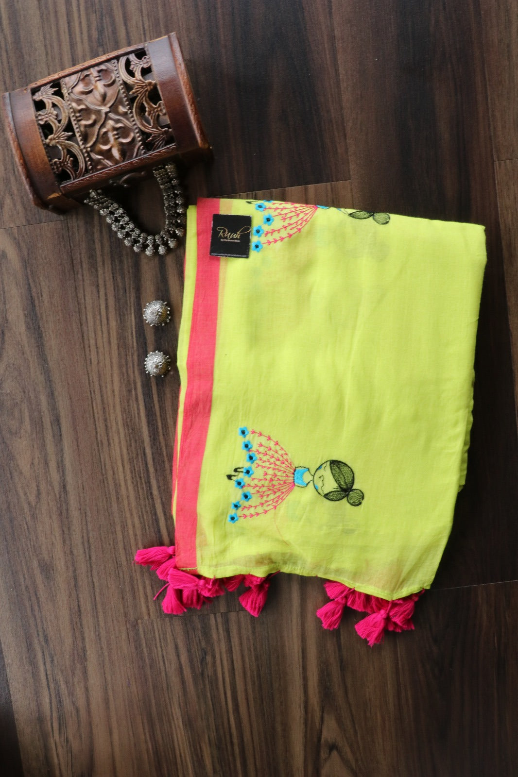 NEON MULMUL WITH DOLL EMBROIDERY