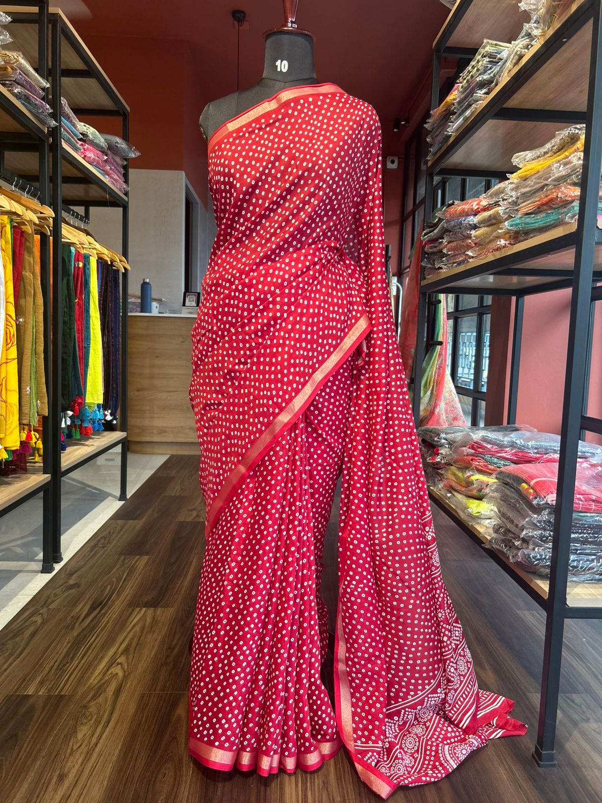 RED COTTON MIX SAREE