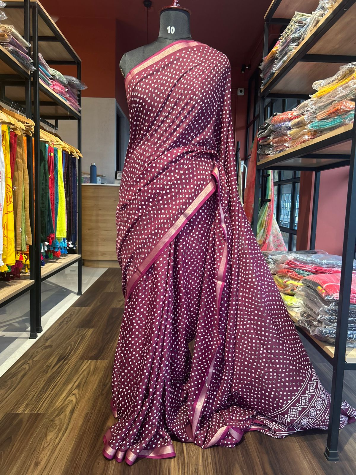 WINE COTTON MIX SAREE