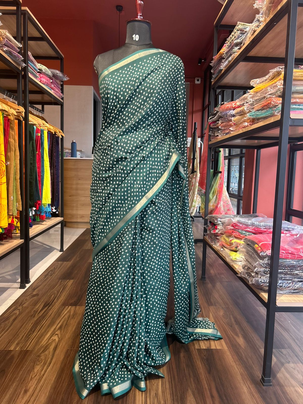 DARK GREEN COTTON MIX SAREE