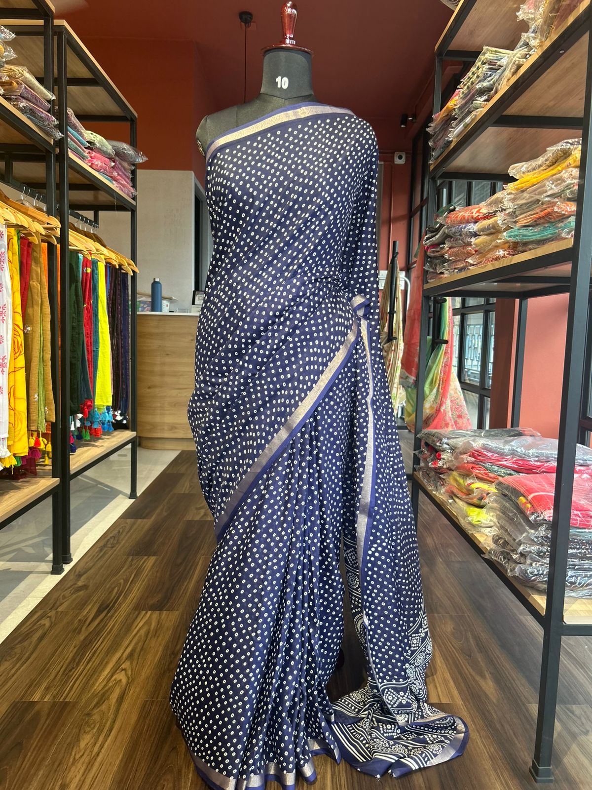 DARK BLUE COTTON MIX SAREE