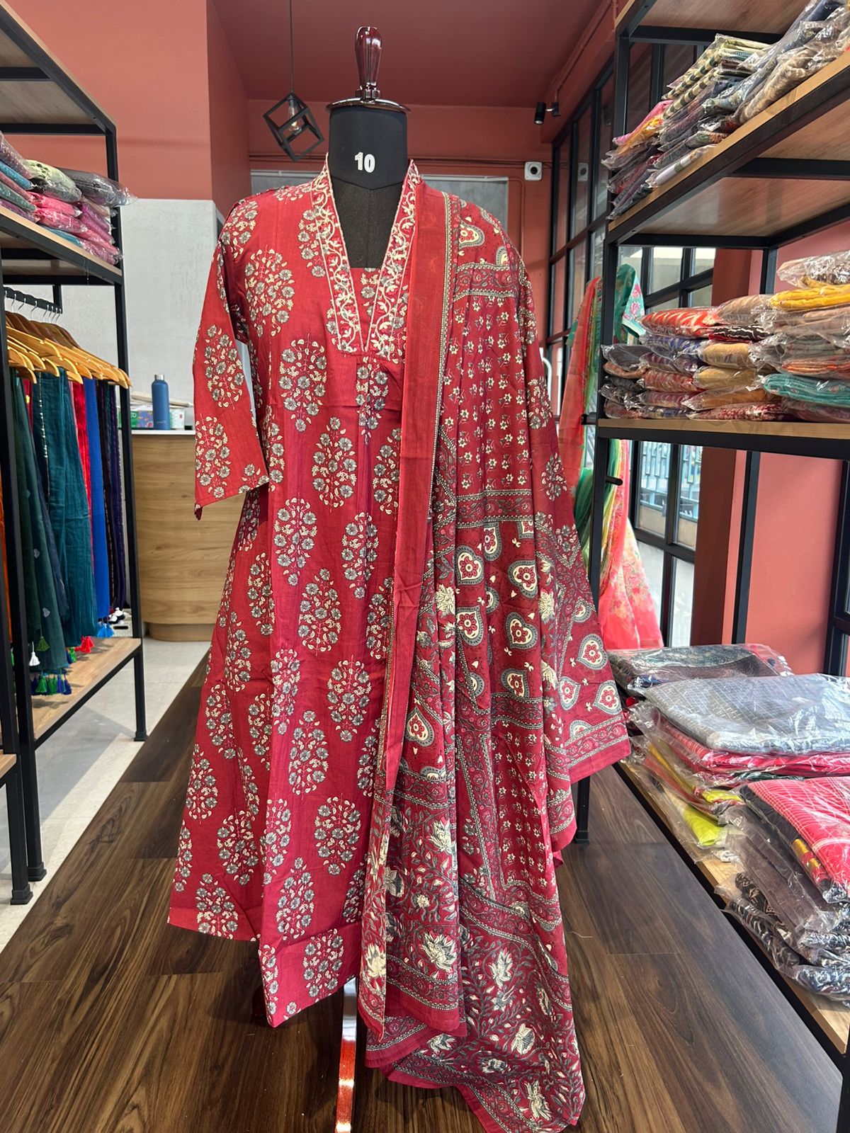 MAROON COTTON SALWAR SUIT SET