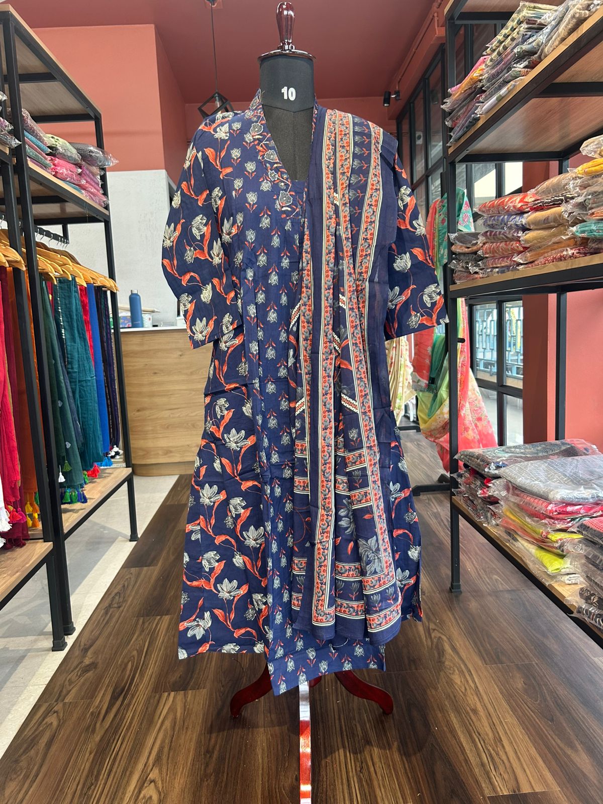 COTTON BLUE SALWAR SUIT SET