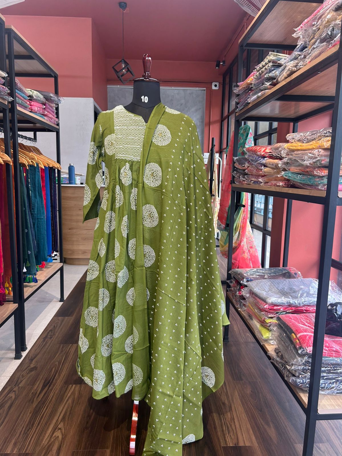 COTTON GREEN SALWAR SUIT SET