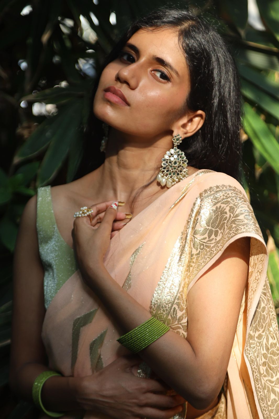 PEACH VISCOSE GEORGETTE SAREE