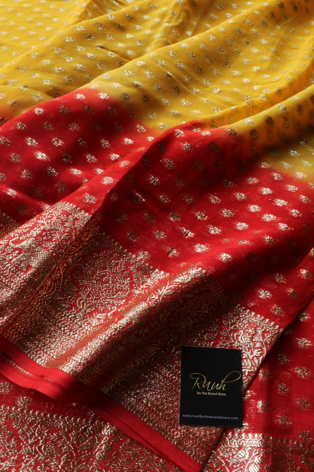 ORANGE-PINK VISCOSE GEORGETTE SAREE