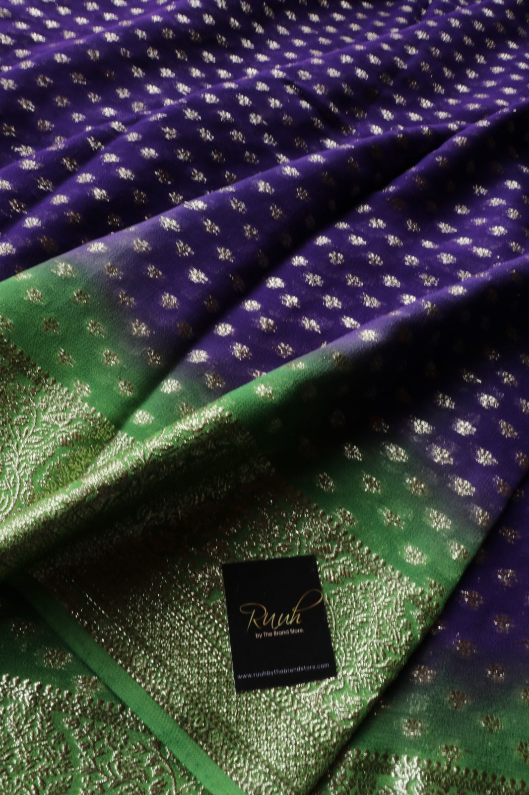 PURPLE GREEN VISCOSE GEORGETTE SAREE