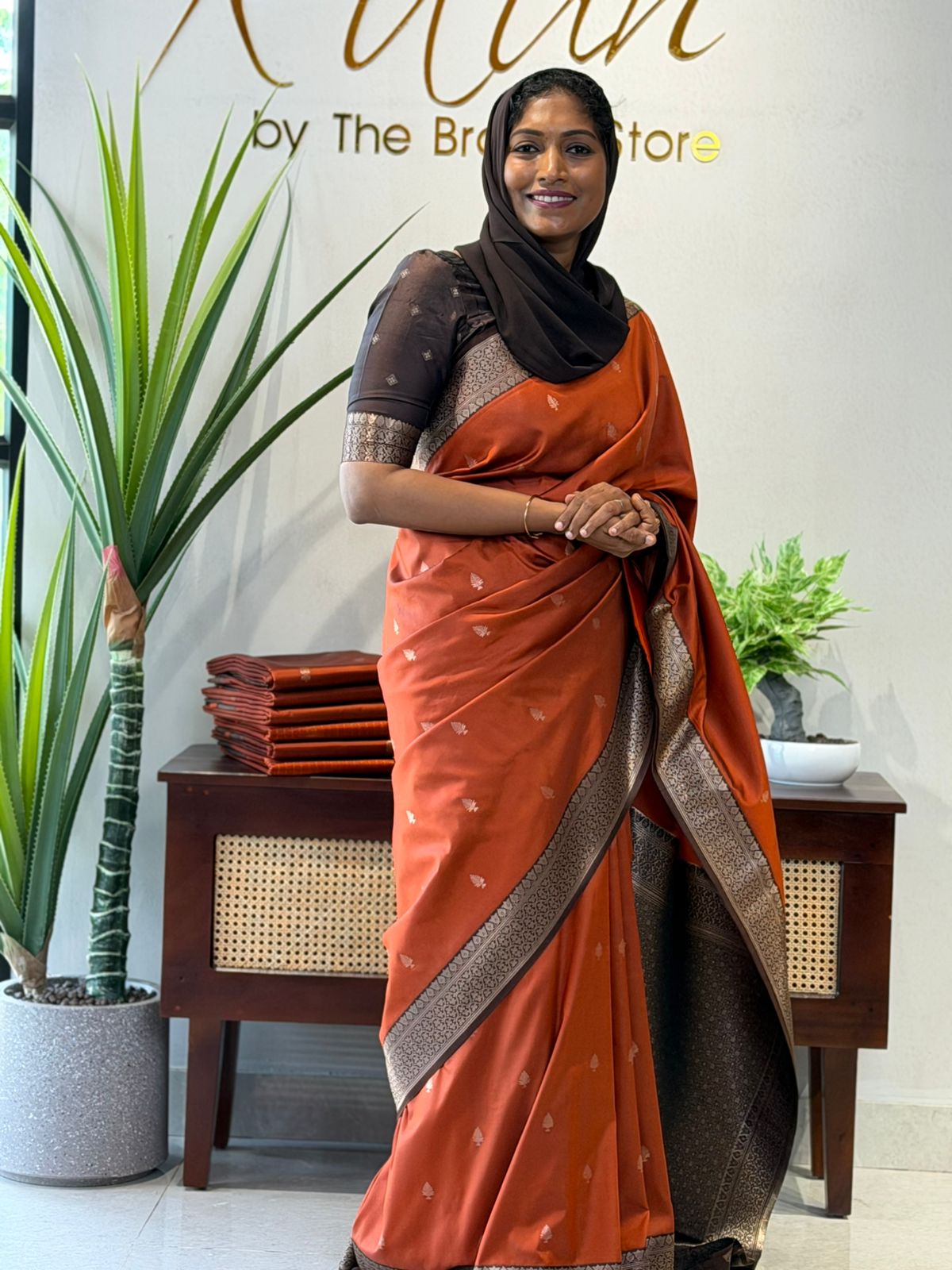 RUST COLOUR SEMI SILK SAREE 2-TBS26SS1