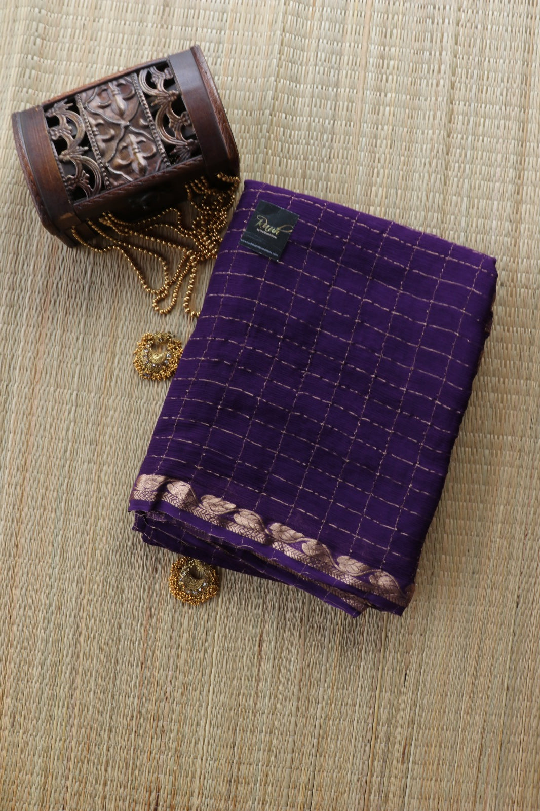 PURPLE VISCOSE CHINNON SAREE- TBS26VC1