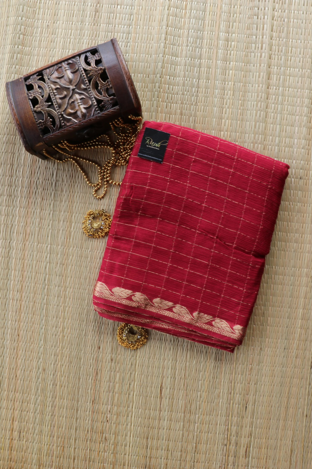 MAROON VISCOSE CHINNON SAREE- TBS26VC1