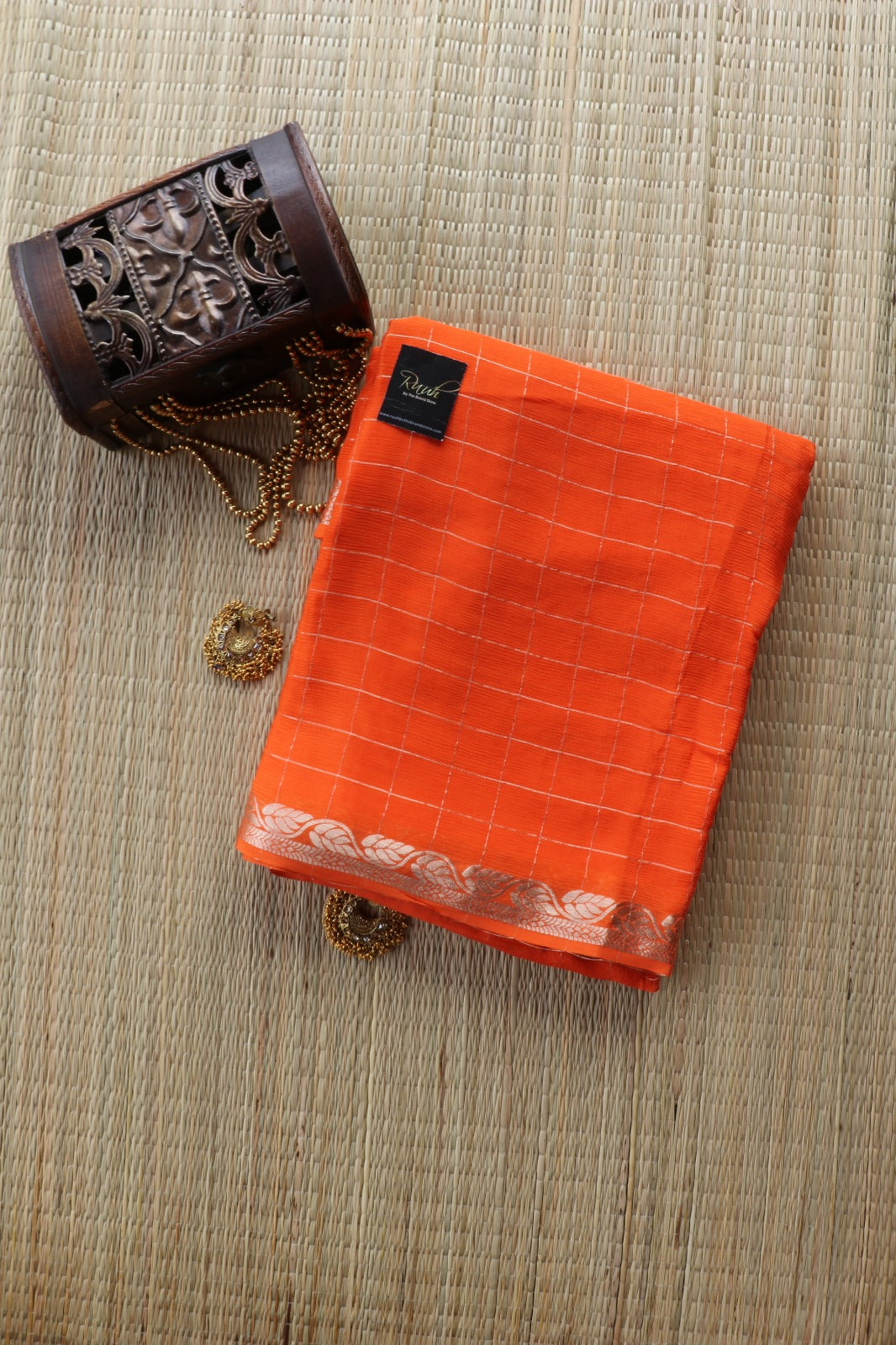 ORANGE VISCOSE CHINNON SAREE-TBS26VC1