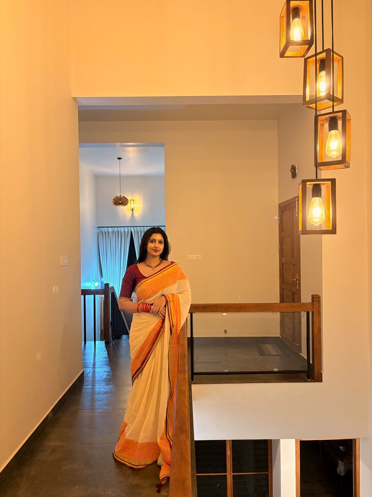 MUL COTTON WITH ORANGE MAROON BORDER-TBS26VC
