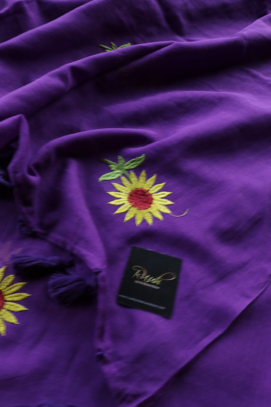 PURPLE MULMUL SUNFLOWER EMBROIDERY-TBS26MSE