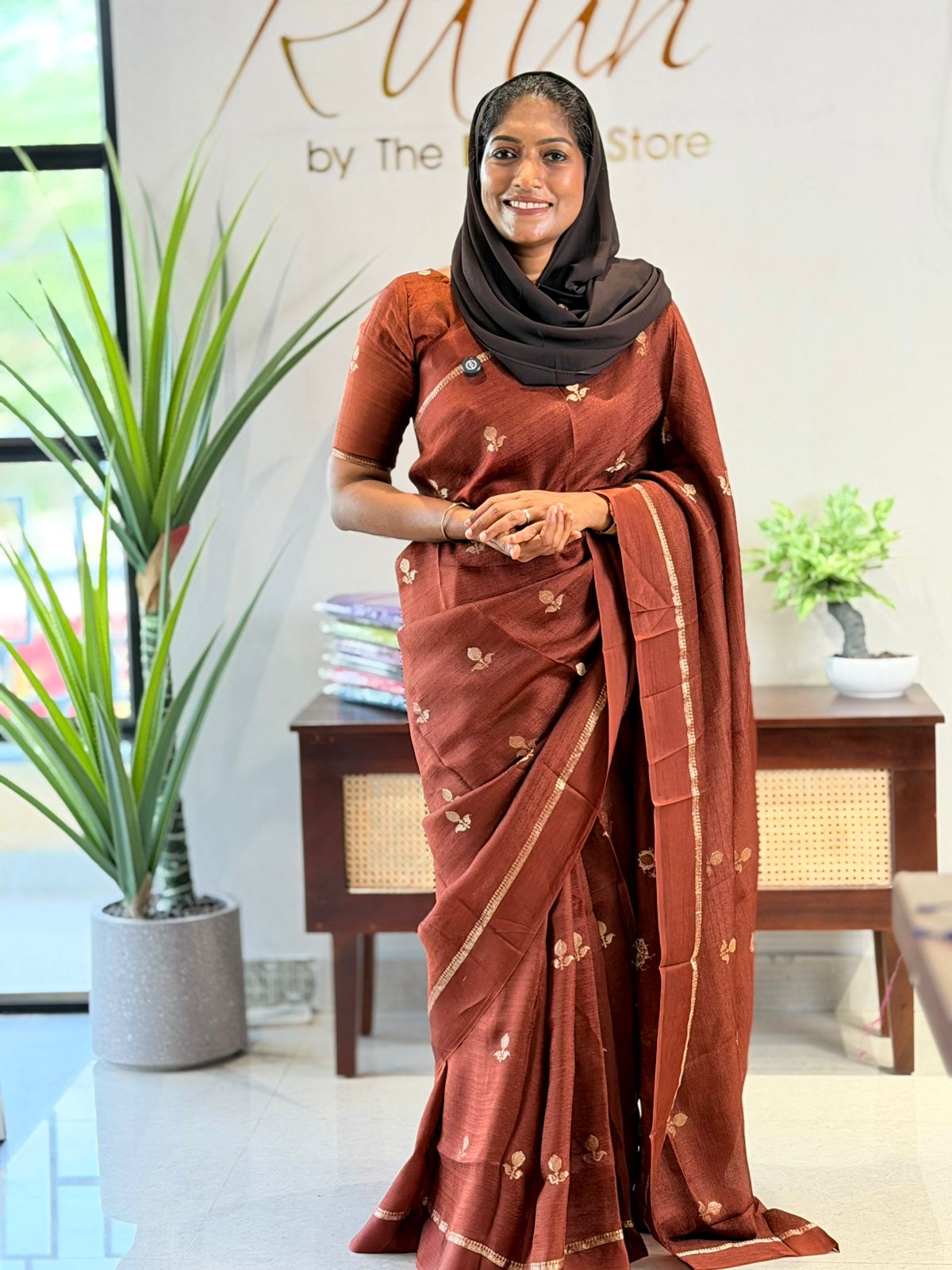 MAYURI - BROWN COLOUR VISCOSE SILK SAREE - TBS26V1