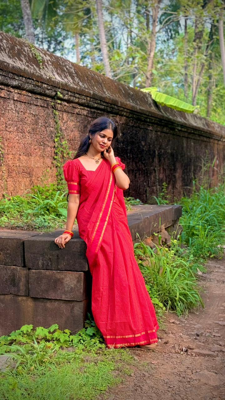 RED KALYANI COTTON SAREE - TBS26KC1