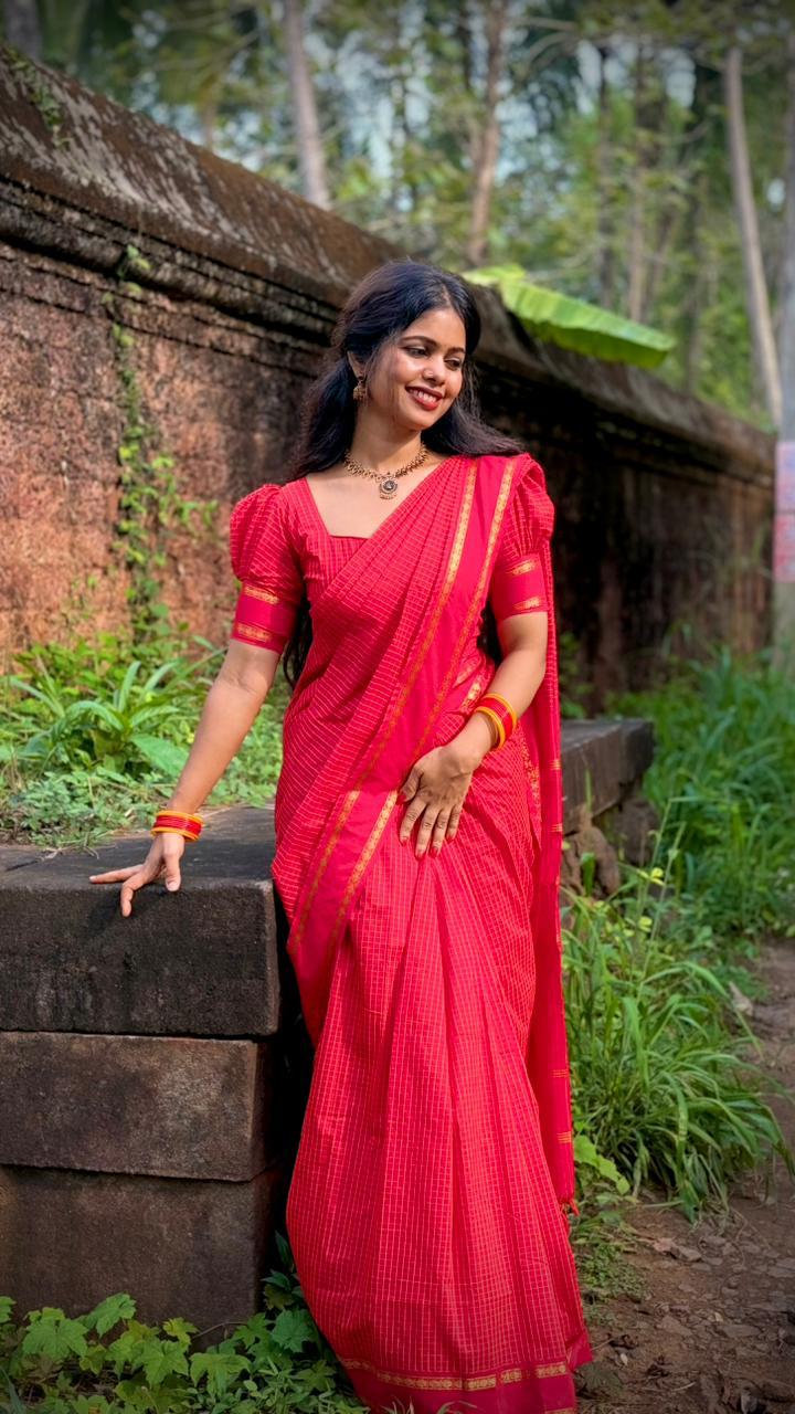 RED KALYANI COTTON SAREE - TBS26KC1