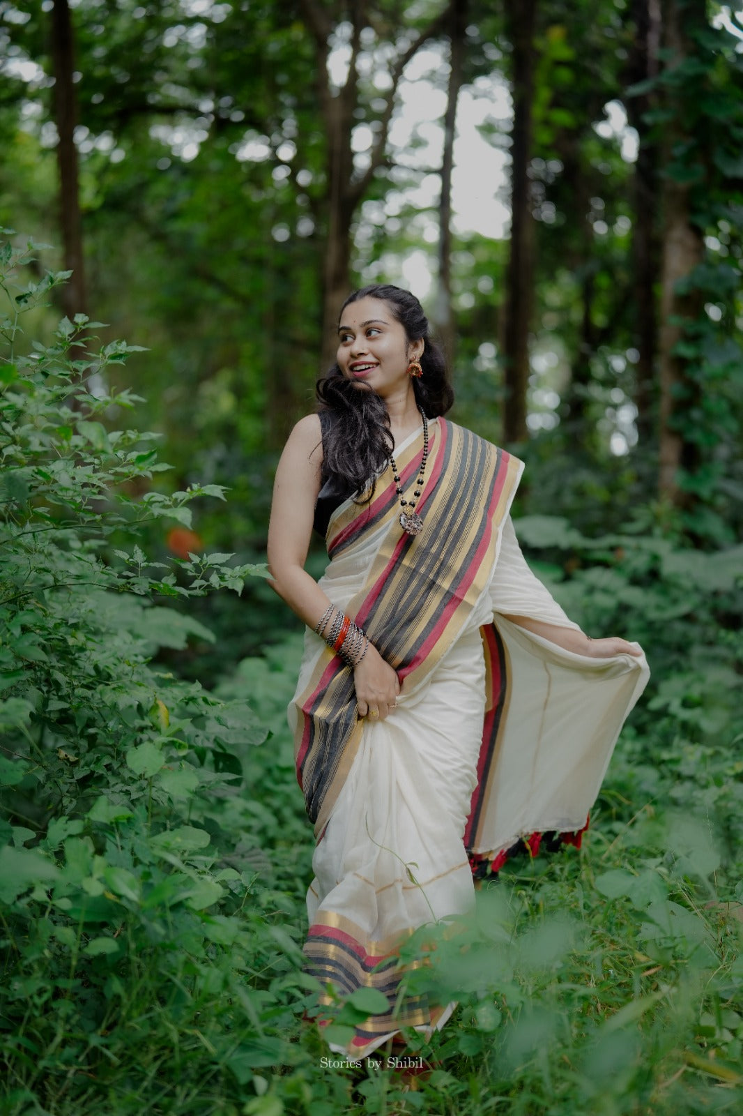 MULMUL SAREE WITH BLACK GOLD BORDER- TBS26BG