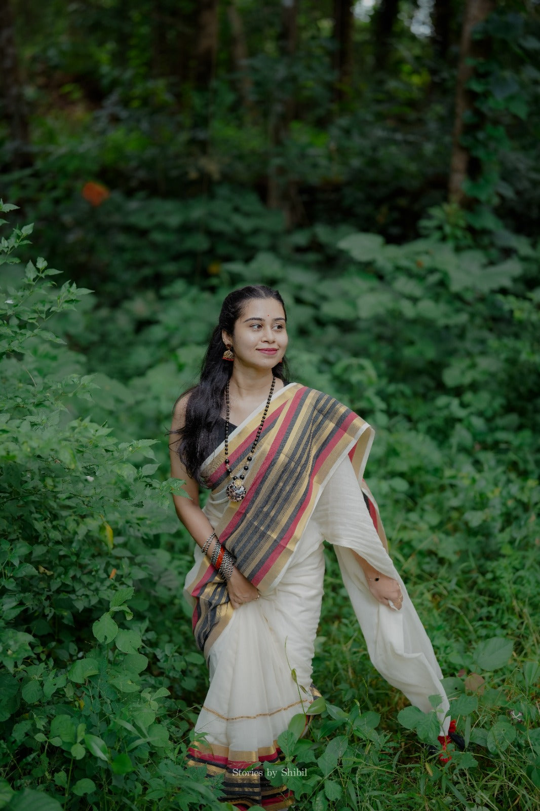 MULMUL SAREE WITH BLACK GOLD BORDER- TBS26BG