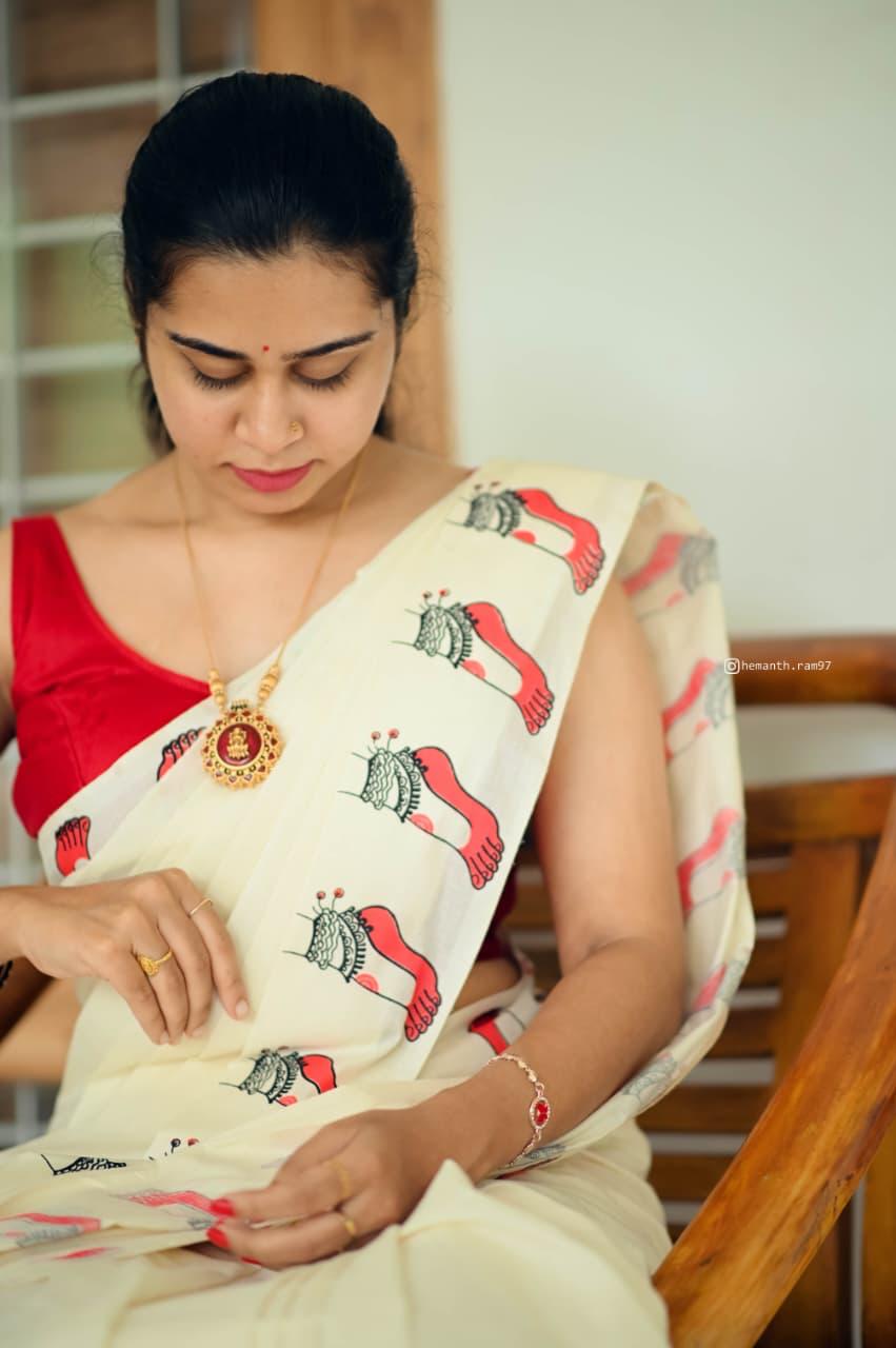 CHILANKA _ KERALA COTTON SAREE - TBS26CKA