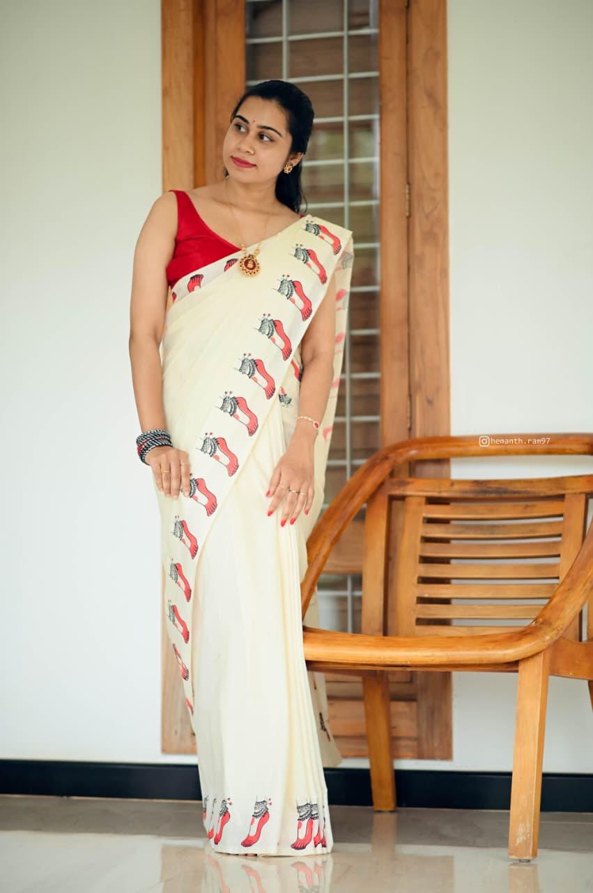 CHILANKA _ KERALA COTTON SAREE - TBS26CKA