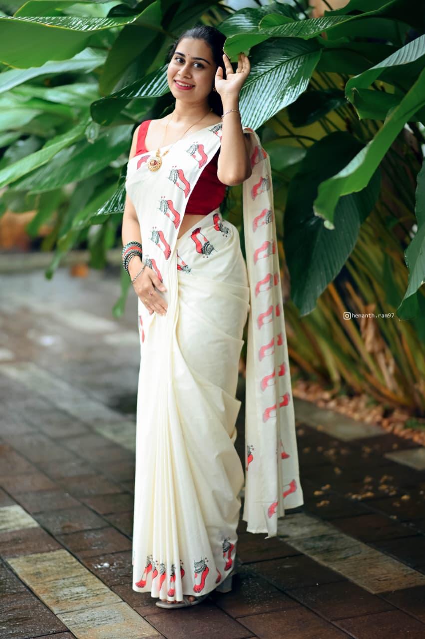 CHILANKA _ KERALA COTTON SAREE - TBS26CKA