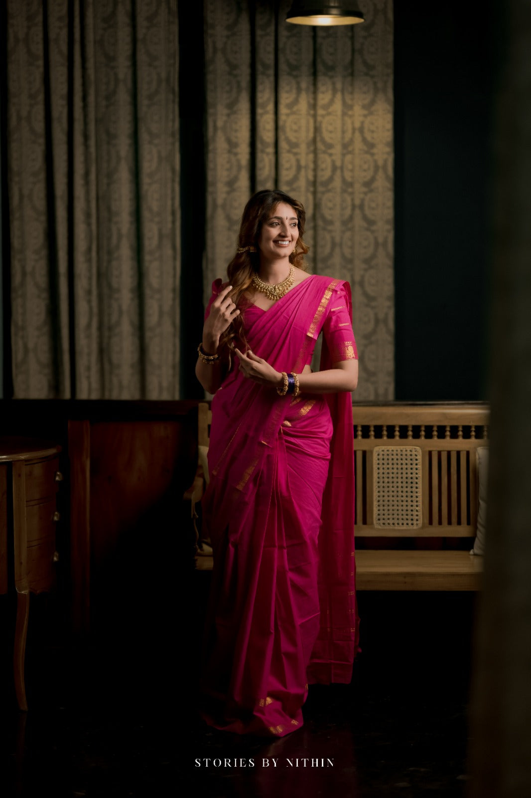 PLAIN SUNGUDI SAREE- PINK TBS26MSS