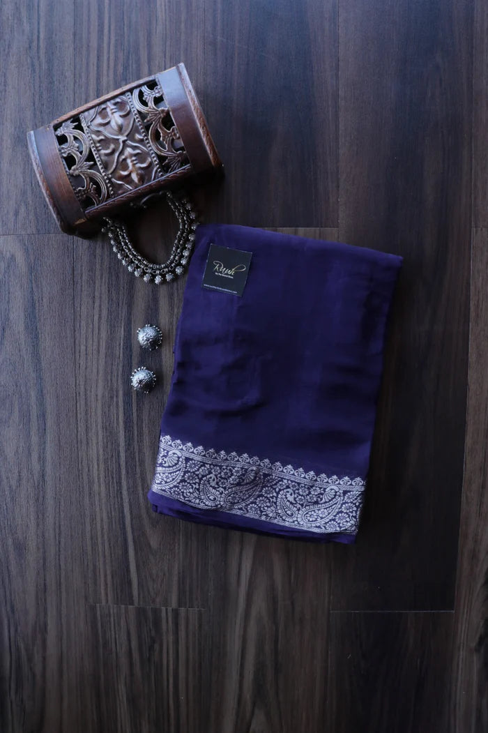 PINKISH MAROON VISCOSE CHINNON SAREE